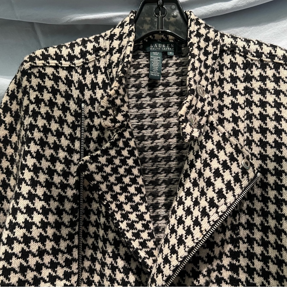 Ralph Lauren Black and White Houndstooth Blazer